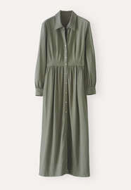Langes Hemdkleid, Khakigr&uuml;n, webstill