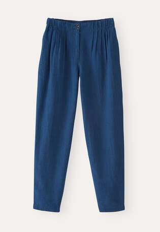Schmal zulaufende Hose, Blauschwarz, webstill
