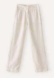 Entspannt geschnittene Hose mit geradem Bein, Ecru, webstill