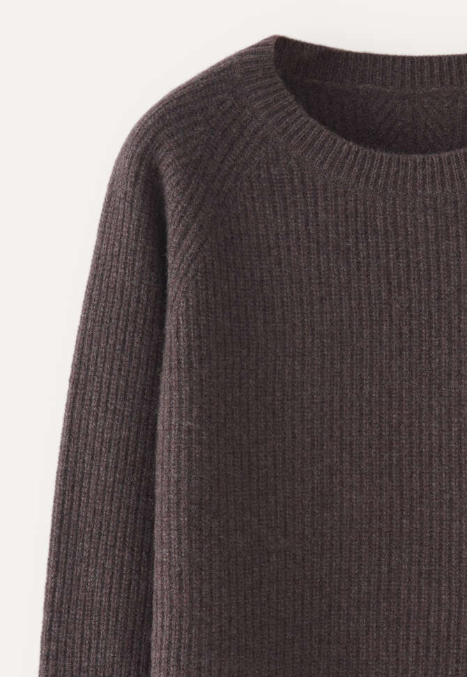 Gerippter Pullover mit Rundhalsausschnitt, Maronenbraun, completeTheLook