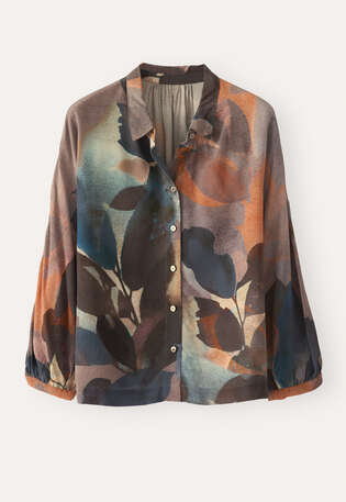 Print-Bluse mit angeschnittenen &Auml;rmeln, Aquamarin/Mauve, webstill