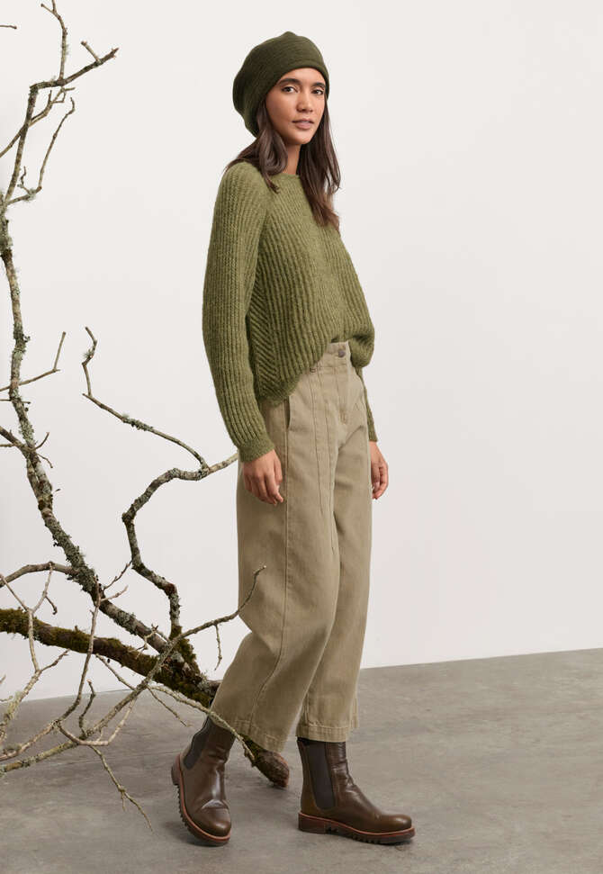 Ripppullover mit Rundhalsausschnitt, Olivgr&uuml;n, completeTheLook