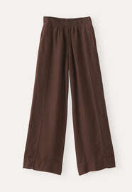 Hose mit weitem Bein, Dunkelbraun, webstill