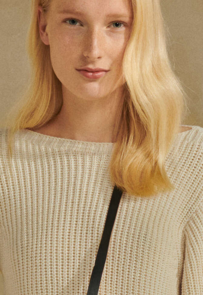Pullover mit U-Boot-Ausschnitt, Creme, completeTheLook