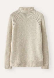 Raglanpullover mit Trichterkragen, Naturstein, webstill