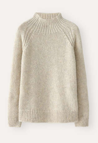 Raglanpullover mit Trichterkragen, Naturstein, webstill
