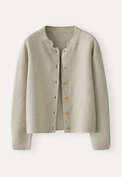 Inlaymuster-Cardigan, Salbei/Kiesel, webstill
