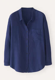 Overshirt aus Leinen, Saphirblau, webstill