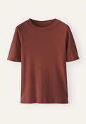 T-Shirt aus Seide und Baumwolle, Dunkles Kupfer, webstill