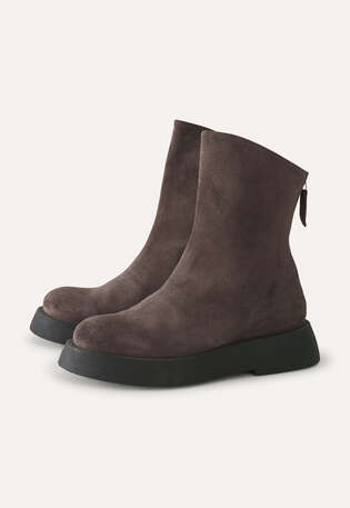 Stiefel mit r&uuml;ckw&auml;rtigem Rei&szlig;verschluss, Graphit, webstill