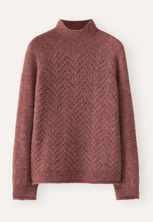 Pullover mit Zopfmuster, Chili-Pflaume, webstill