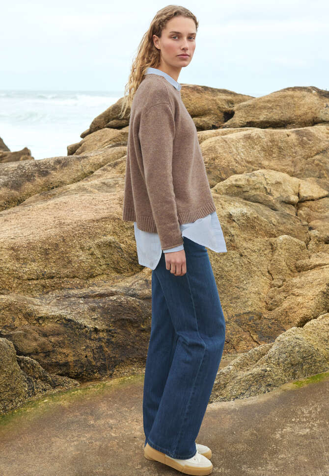 Bluse mit geschwungenem Saum, Chambray, completeTheLook
