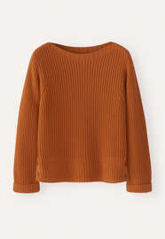 Pullover mit U-Boot-Ausschnitt, Terrakotta-Orange, webstill