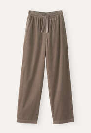 Hose mit Gummizug, Taupe-Braun, webstill