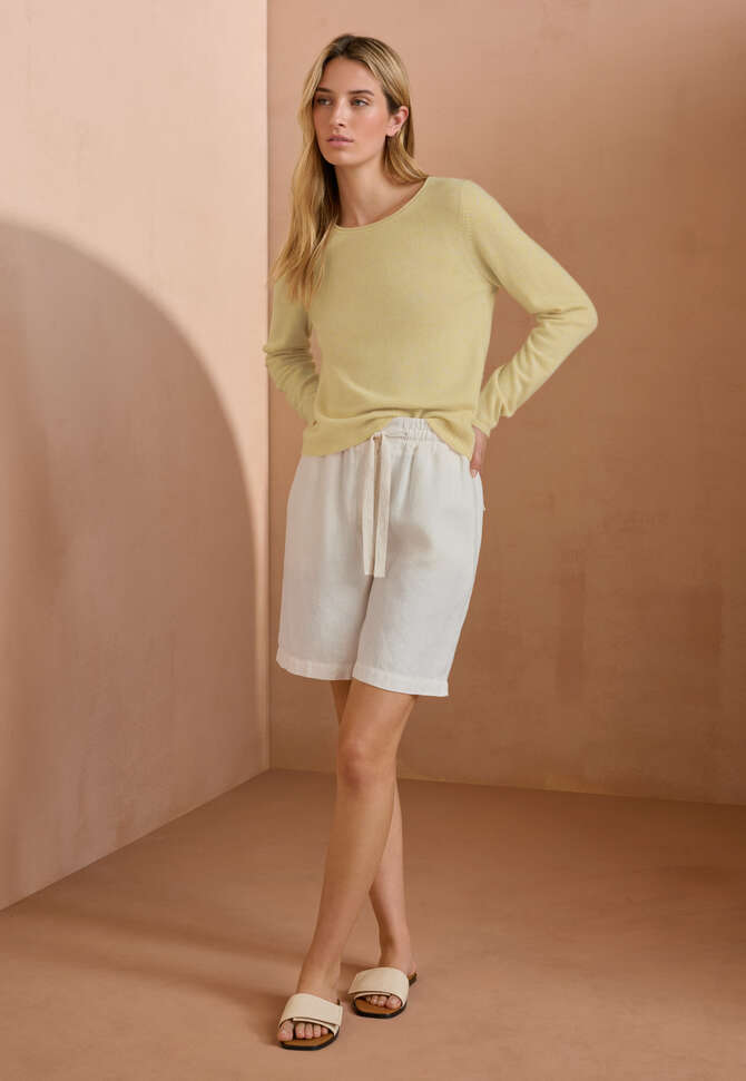 Shorts mit gebundener Taille, Ecru, completeTheLook