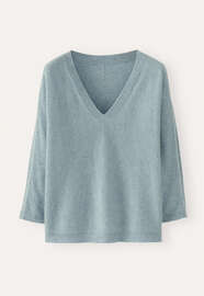 V-Ausschnitt-Pullover, Zartes Denimblau, webstill