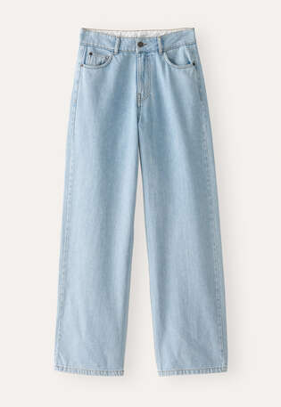 Jeans mit geradem Bein, Blasse Waschung, webstill