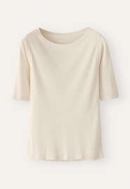 Geripptes Jersey-Oberteil, Creme, webstill