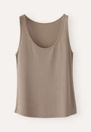 Geripptes Tr&auml;ger-Top, Taupe, webstill