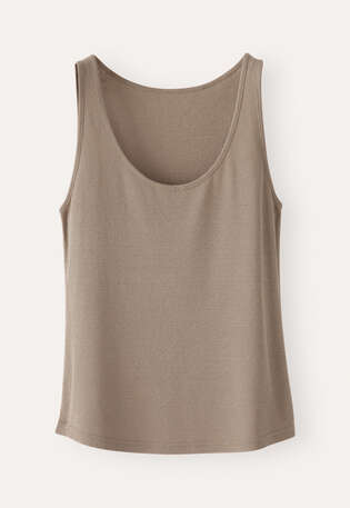 Geripptes Tr&auml;ger-Top, Taupe, webstill
