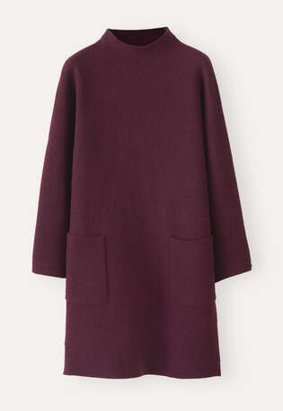 Kleid mit aufgesetzten Taschen, Aubergine, webstill