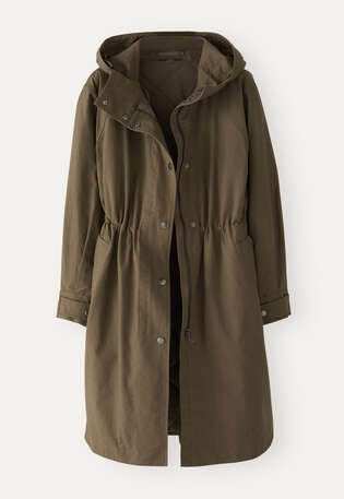 Parka mit Kapuze, Khakibraun, webstill