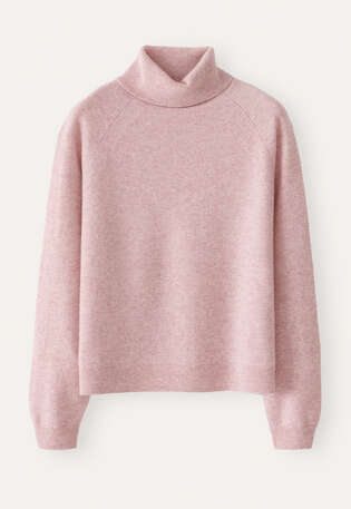 Rollkragenpullover, Zartes Orchideenrosa, webstill