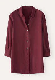 Bluse mit tiefen Seitenschlitzen, Marone, webstill