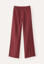 Entspannte Hose mit geradem Bein, Dunkelrot, webstill