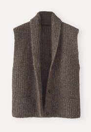 Cardigan mit Schalkragen, Grau/Braun, webstill