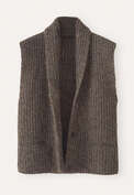 Cardigan mit Schalkragen, Grau/Braun, webstill