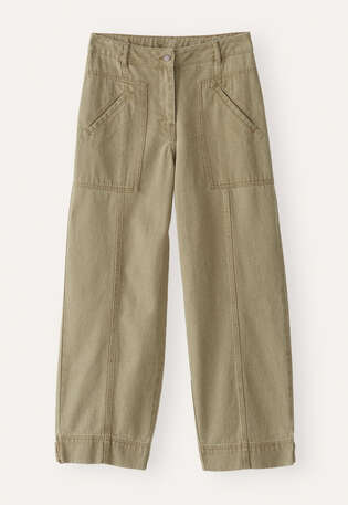 K&uuml;rzere Hose mit Nahtdetail, Dunkles Oliv, webstill
