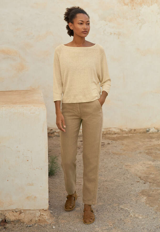Jeans mit schmalem Bein, Dunkler Sand, completeTheLook