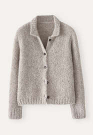 Cardigan mit Kragen, Natur/Grau, webstill