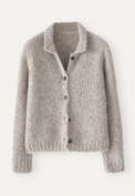 Cardigan mit Kragen, Natur/Grau, webstill