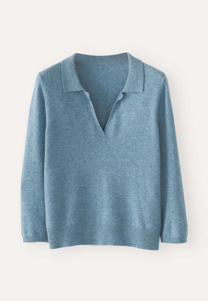 Pullover mit Kragen, Aquamarin/Rehbraun, completeTheLook