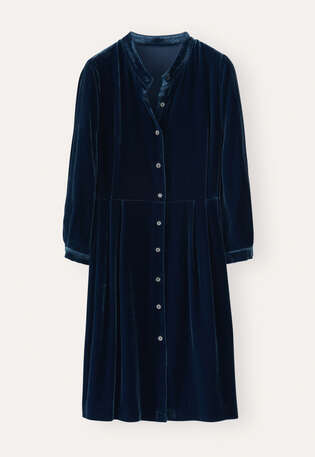 Kleid mit Taillenfalten, Tinte, webstill
