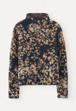 Jacquardpullover, Petrol/Rost, webstill