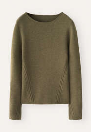 Pullover mit Rundhalsausschnitt, Moosgr&uuml;n, webstill