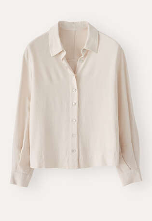 Bluse mit geschwungenen &Auml;rmeln, Blasses Naturbeige, webstill