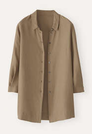 Bluse mit tiefen Seitenschlitzen, Warmes Taupe, webstill