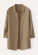 Bluse mit tiefen Seitenschlitzen, Warmes Taupe, webstill