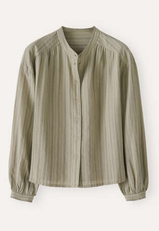 Streifenbluse, Oliv/Taupe, webstill