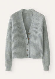 Cardigan mit V-Ausschnitt, Frostiges Blau, webstill