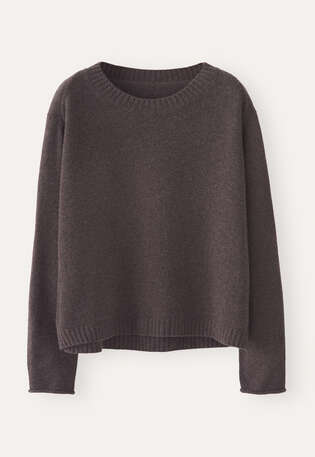Pullover mit Rundhalsausschnitt, Maronenbraun, webstill