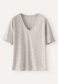 Gestreiftes T-shirt, Creme, webstill