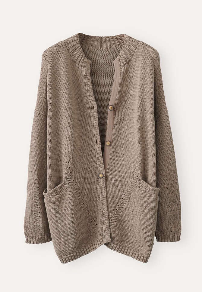 Trichterkragen-Cardigan, Zartes Braun, completeTheLook