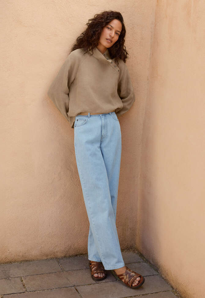 Jeans mit geradem Bein, Blasse Waschung, completeTheLook