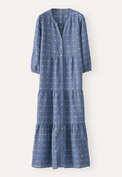 Kleid aus geklipptem Dobby-Gewebe, Kornblumenblau, webstill