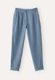 Schmal zulaufende Hose, Petrolblau, webstill